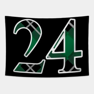 24 Sports Jersey Number Green Black Flannel Tapestry