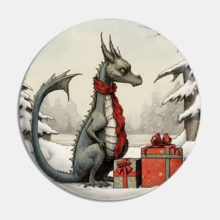 Gothic Yule Dragon Pin