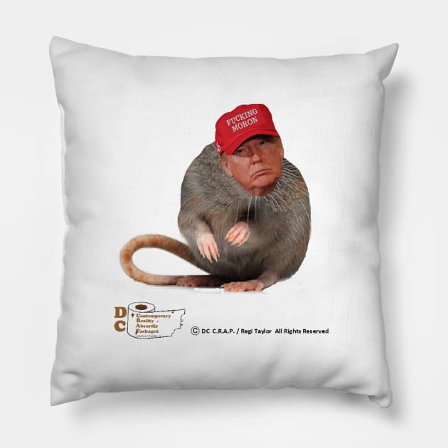 "F**king Moron" Rat in a Hat Pillow by arTaylor