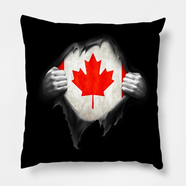 Canada Flag Canadian Roots DNA Pride Gift Pillow by nikolayjs