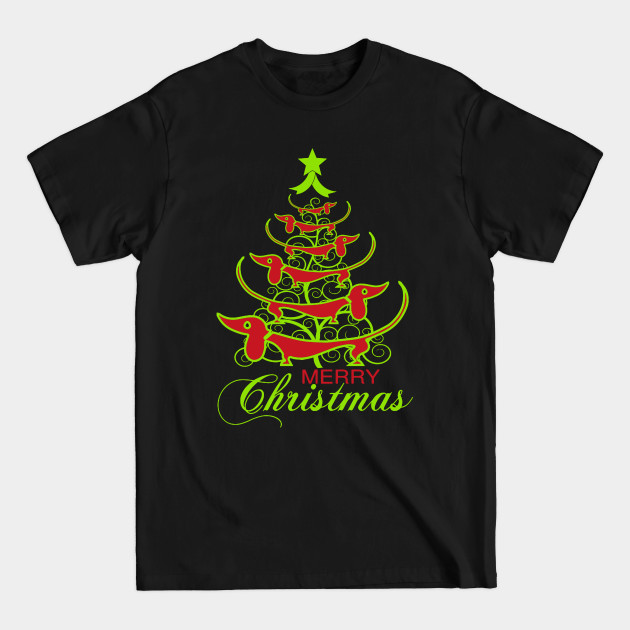 Discover Funny Dachshund Christmas Tree - Cute Dachshund Lover Merry Christmas - Dachshund Christmas - T-Shirt