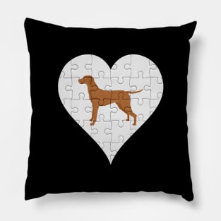 Vizsla Heart Jigsaw Pieces Design - Gift for Vizsla Lovers Pillow