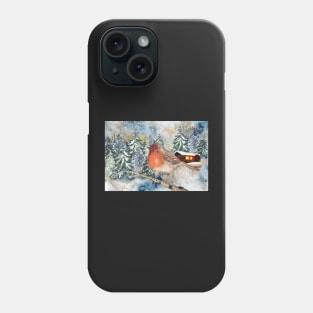 robin in the snow winter wonderland Phone Case