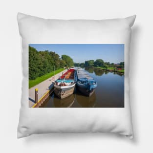 Germany; Nienburg; weser Lower Saxony; City; Flow; Bridge; weser bridge; Ship; barge Pillow