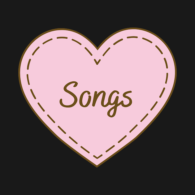 I Love Songs Simple Heart Design by Word Minimalism