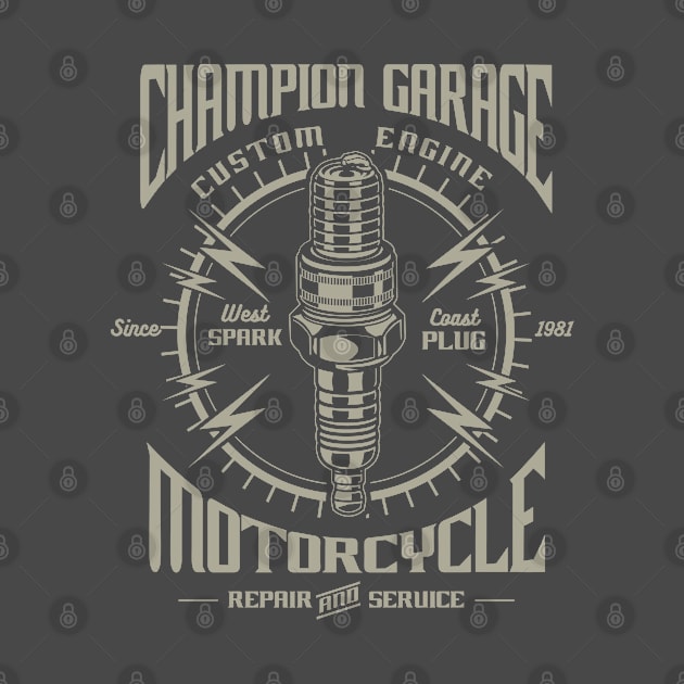 Champion Garage: Vintage Spark Plug Design by Jarecrow 