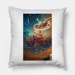 The Coffee Starry Teal ocean| starry night Pillow