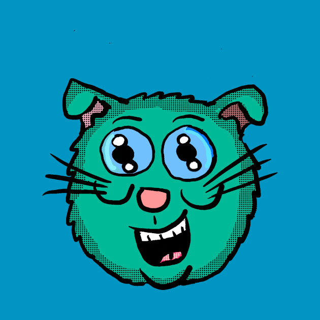 Cartoon Green Cat Head by Eric03091978