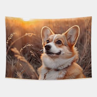 Corgi at Sunset Tapestry