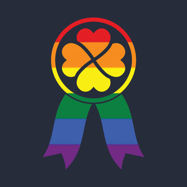 LGBTQ Clover Heart Ribbon Badge St. Patrick's Day Design for LGBTQ Parade on St. Patrick's Day by SiGo