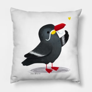 Inca tern bird with a yellow heart Pillow