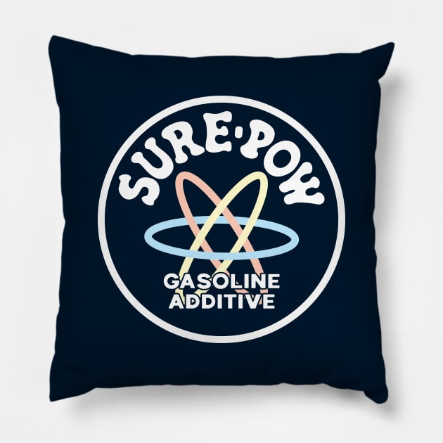 Sure-Pow Gasoline Additive (Original - Dark Blue) Pillow by jepegdesign