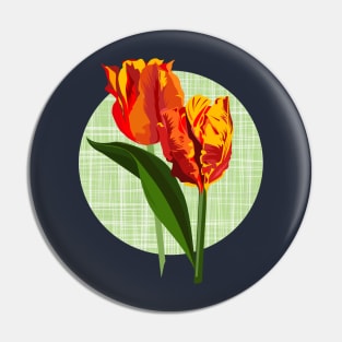 Red parrot tulips on linen texture Pin