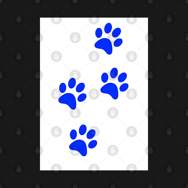 Blue Pawprints on White by Blue Butterfly Designs 