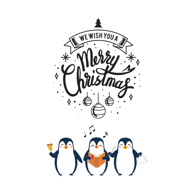 Christmas Penguins Caroling by Whiskers and Wings