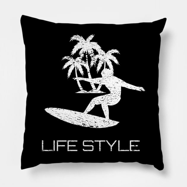 Life Style Surfing Summer Vibes Beach Party Sun Pillow by Crazy Shirts