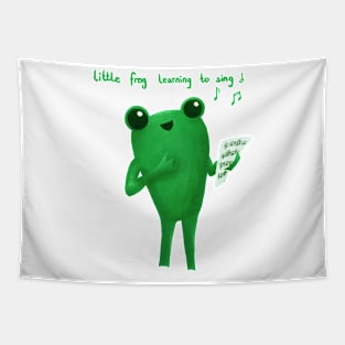 Little Frog Learning To Sing - Cute Frog Tapestry