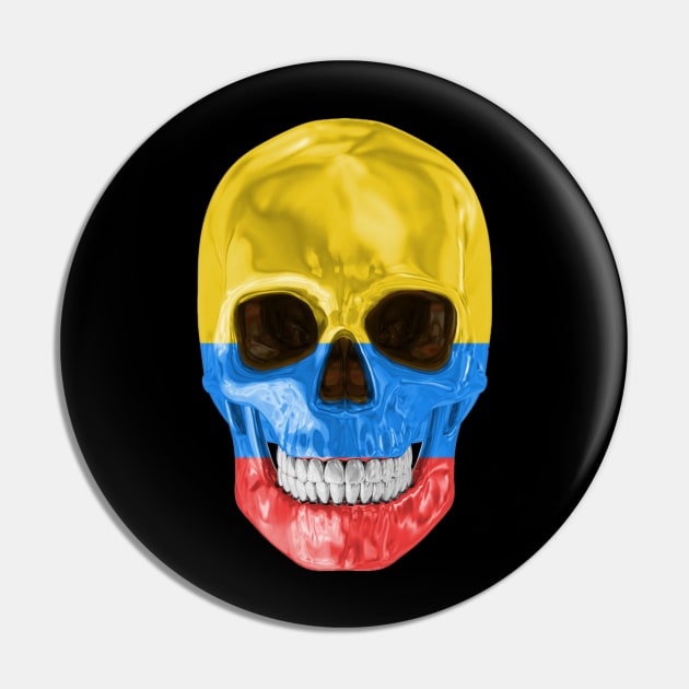 Colombia Flag Skull - Gift for Colombian With Roots From Colombia Pin by Country Flags