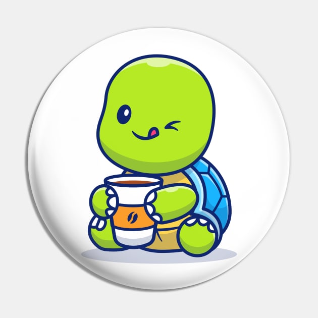 Cute Turtle Drinking Cup Coffee Pin by Catalyst Labs