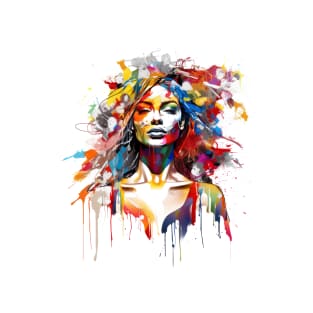 Beautiful Woman with rainbow hair painted effect T-Shirt