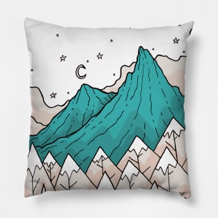 Twin turquoise peaks Pillow