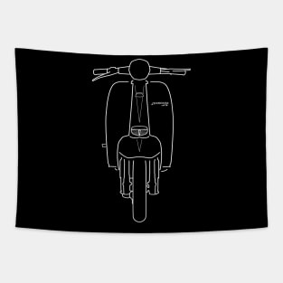 Classic 1960s Lambretta TV175 scooter white outline graphic Tapestry