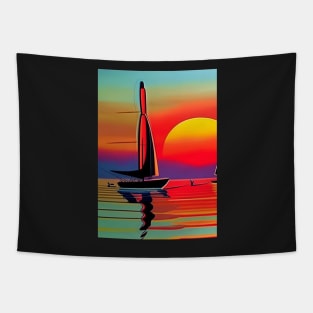 CUTE SAILBOAT AT SUNSET Tapestry