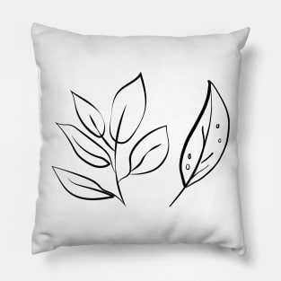 black leaf line art design Pillow