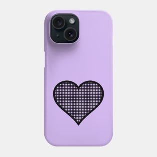 Light Purple and Black Gingham Heart Phone Case