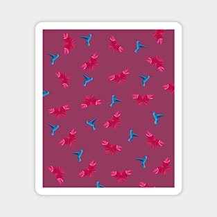 Polygonal Patterns With Tropical Butterflies And Hummingbirds Magnet