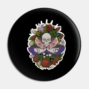 Skull and roses Pin