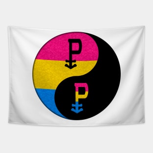 Pansexual Pride Yin and Yang Symbol in Pride Flag Colors Tapestry