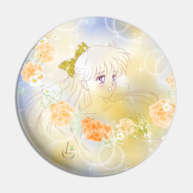 Guardian Minako Flower Portrait Pin by AudreyWagnerArt