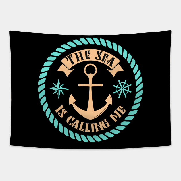 The Sea Calls Me Sea Captain Anchor Tapestry by Foxxy Merch