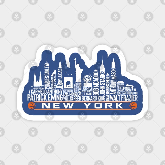 New York Basketball Team All Time Legends Magnet by Legend Skyline