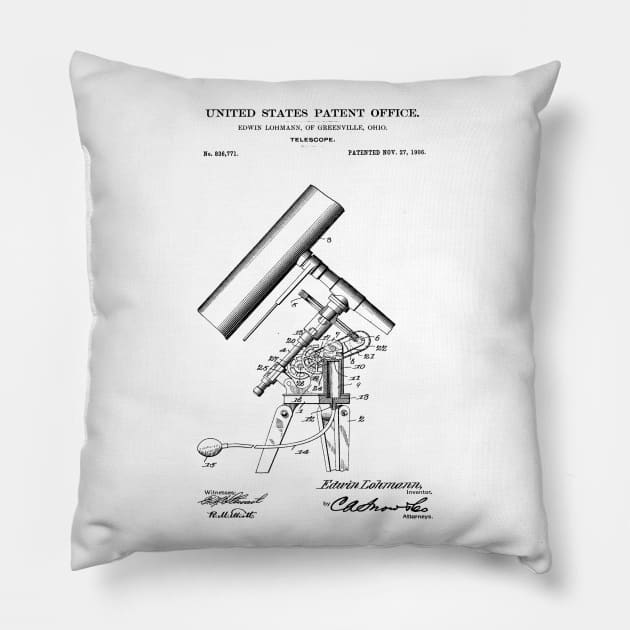 Telescope Patent Black Pillow by Luve