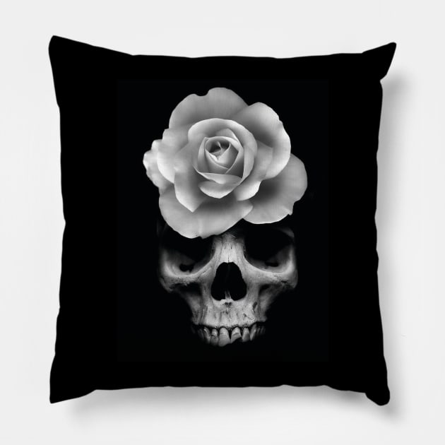 Skull & Rose Pillow by Lazrartist