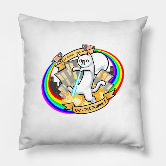 CAT-TASTROPHE! Pillow by slifertheskydragon