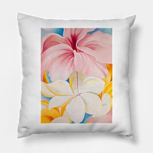 Georgia O'Keeffe Hibiscus with Plumeria Art Print Flower Painting Poster American Painter Pillow