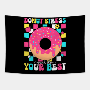 Donut Stress Best Retro Test Day Teacher Kids Tapestry