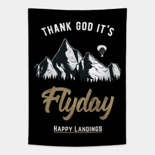 Thank God It's Flyday, retro paragliding, paraglider design Tapestry