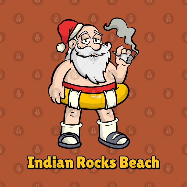 Indian Rocks Beach Funny Lazy and Naked Santa Clause Smoking a Joint with a Swim Tube Around Him, Funny Christmas Gift by AbsurdStore