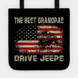 The Best Grandpas Drive Jeeps American Flag Jeep Tote