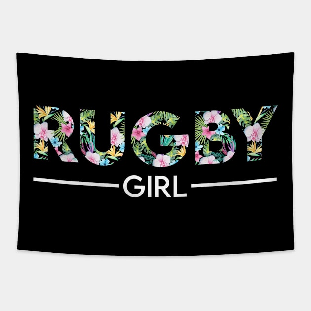 Rugby girl floral design. Perfect present for mom dad friend him or her Tapestry by SerenityByAlex