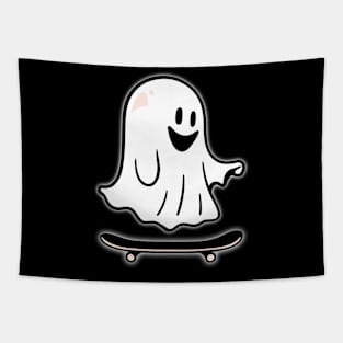 Cute Ghost Riding Skateboard Design Tapestry