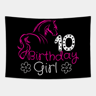 10 Year Old Horse Lover 10th Birthday Girl Horse Riding Bday Tapestry