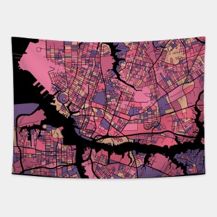 Norfolk Map Pattern in Purple & Pink Tapestry