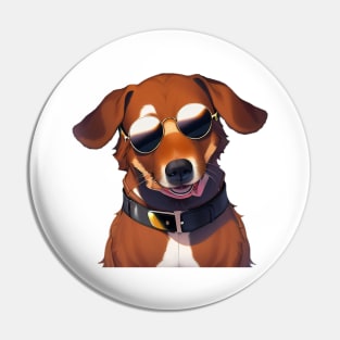 Cool Dog Wearing Sunglasses Sticker Pin