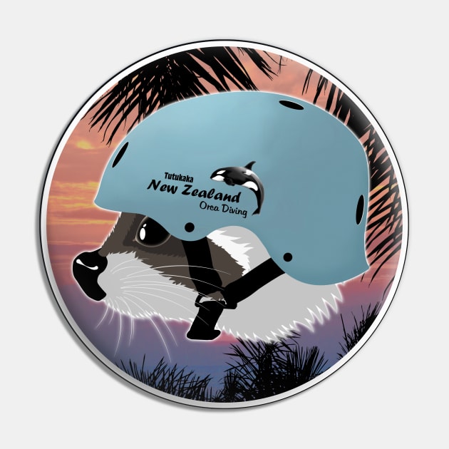 Raccon surfer Pin by NicGrayTees