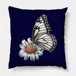 Monochrome Magic Butterfly Pillow